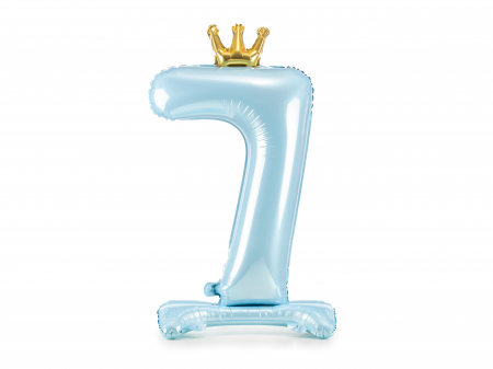 Baloane cifra - Balon folie cu suport Numărul "7", 84 cm, albastru cer (1 pachet / 1 buc.)