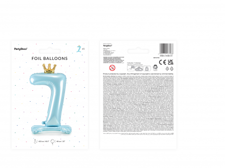Balon folie cu suport Numărul "7", 84 cm, albastru cer (1 pachet / 1 buc.) [2]