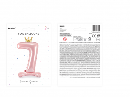 Balon folie cu suport Numărul "7", 84 cm, roz deschis (1 pachet / 1 buc.) [1]