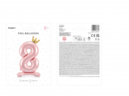 Balon folie cu suport Numărul "8", 84 cm, roz deschis (1 pachet / 1 buc.) [2]