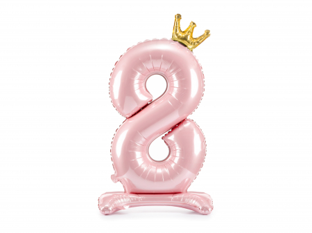 Baloane cifra - Balon folie cu suport Numărul "8", 84 cm, roz deschis (1 pachet / 1 buc.)