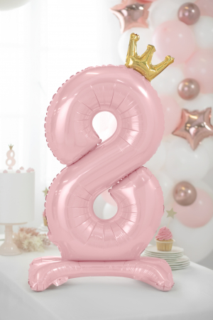 Balon folie cu suport Numărul "8", 84 cm, roz deschis (1 pachet / 1 buc.) [1]