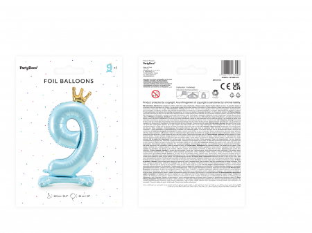 Balon folie cu suport Numărul "9", 84 cm, albastru cer (1 pachet / 1 buc.) [2]