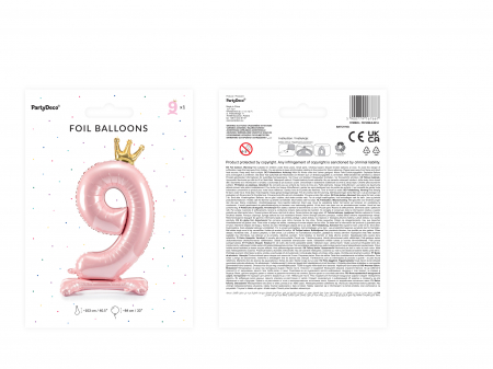 Balon folie cu suport Numărul "9", 84 cm, roz deschis (1 pachet / 1 buc.) [2]
