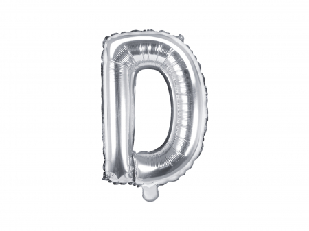 Baloane litera - Balon folie Litera ''D'', 35cm, argintiu (1 buc.)