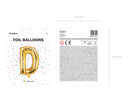 Balon folie Litera ''D'', 35cm, auriu (1 buc.) [3]