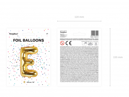Balon folie Litera ''E'', 35cm, auriu (1 buc.) [3]