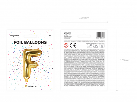 Balon folie Litera ''F'', 35cm, auriu (1 buc.) [2]