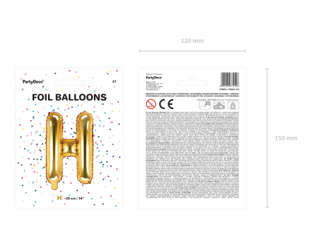 Balon folie Litera ''H'', 35cm, auriu (1 buc.) [2]