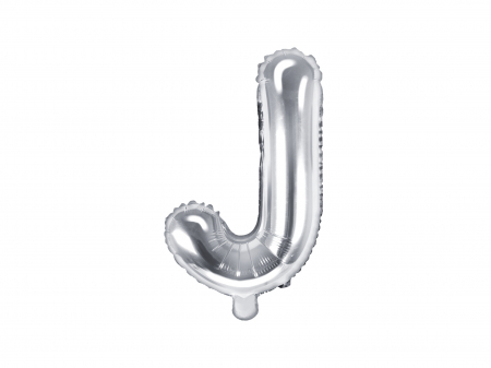 Baloane litera - Balon folie Litera ''J'', 35cm, argintiu (1 buc.)