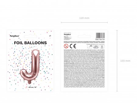 Balon folie Litera ''J'', 35cm, rose gold (1 buc.) [3]