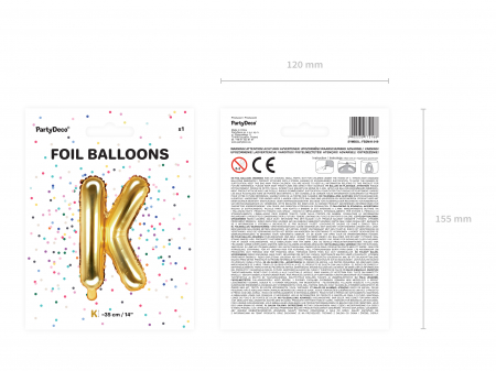 Balon folie Litera ''K'', 35cm, auriu (1 buc.) [2]