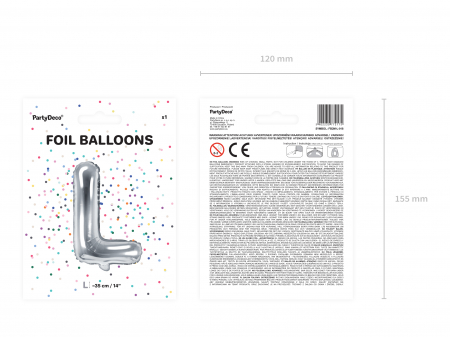 Balon folie Litera ''L'', 35cm, argintiu (1 buc.) [2]