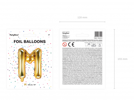 Balon folie Litera ''M'', 35cm, auriu (1 buc.) [1]