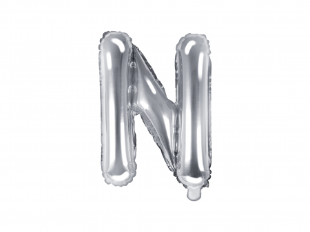 Baloane litera - Balon folie Litera ''N'', 35cm, argintiu (1 buc.)