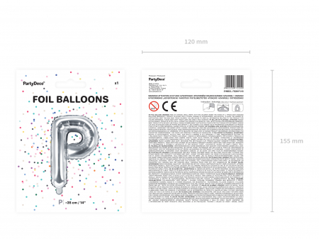 Balon folie Litera ''P'', 35cm, argintiu (1 buc.) [2]