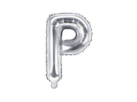 Baloane litera - Balon folie Litera ''P'', 35cm, argintiu (1 buc.)