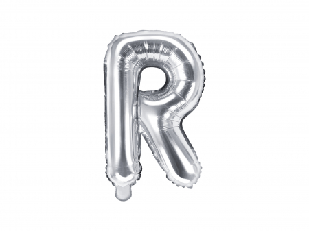 Baloane litera - Balon folie Litera ''R'', 35cm, argintiu (1 buc.)