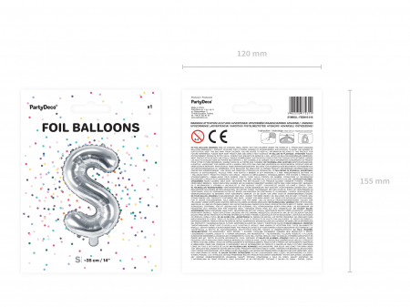 Balon folie Litera ''S'', 35cm, argintiu (1 buc.) [3]