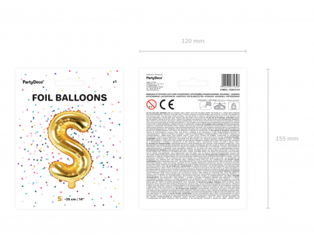 Balon folie Litera ''S'', 35cm, auriu (1 buc.) [3]
