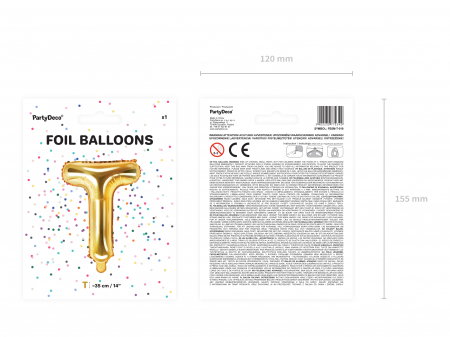 Balon folie Litera ''T'', 35cm, auriu (1 buc.) [3]