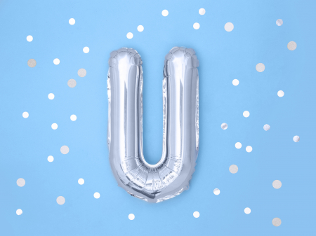 Balon folie Litera ''U'', 35cm, argintiu (1 buc.) [1]