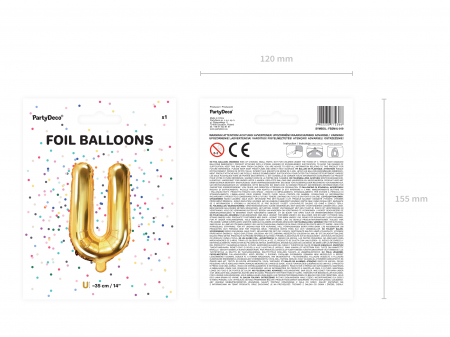 Balon folie Litera ''U'', 35cm, auriu (1 buc.) [3]