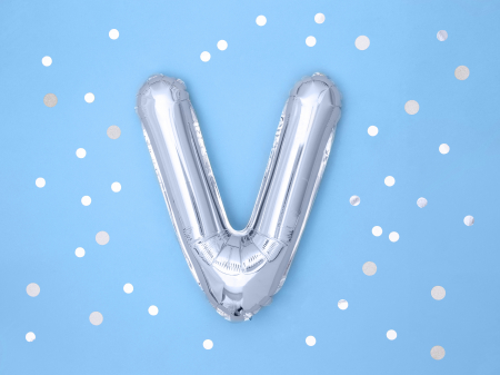 Balon folie Litera ''V'', 35cm, argintiu (1 buc.) [1]