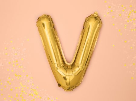 Balon folie Litera ''V'', 35cm, auriu (1 buc.) [1]