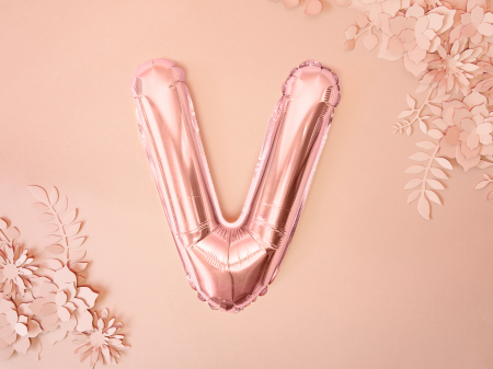 Balon folie Litera ''V'', 35cm, rose gold (1 buc.) [1]