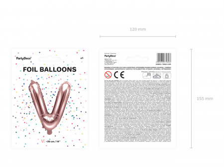 Balon folie Litera ''V'', 35cm, rose gold (1 buc.) [3]