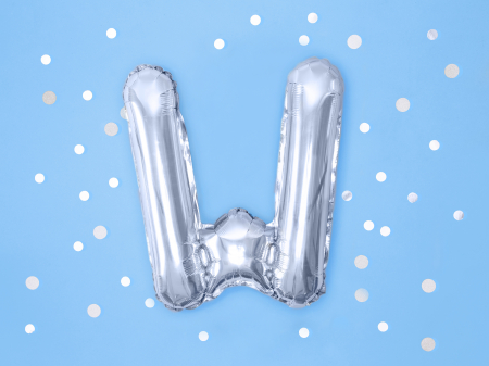 Balon folie Litera ''W'', 35cm, argintiu (1 buc.) [1]