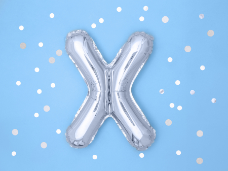Balon folie Litera ''X'', 35cm, argintiu (1 buc.) [1]