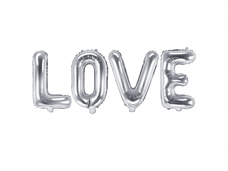 Baloane litera - Balon folie Love, 140x35cm, argintiu (1 buc.)