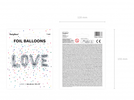 Balon folie Love, 140x35cm, argintiu (1 buc.) [1]