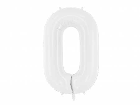 BALOANE - Balon folie Numărul "0", 86 cm, alb (1 pachet / 1 buc.)