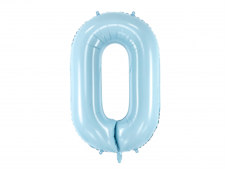 BALOANE - Balon folie Numărul "0", 86 cm, albastru deschis (1 pachet / 1 buc.)