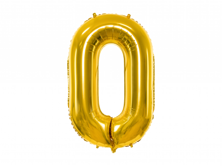 BALOANE - Balon folie Numărul "0", 86 cm, auriu (1 pachet / 1 buc.)