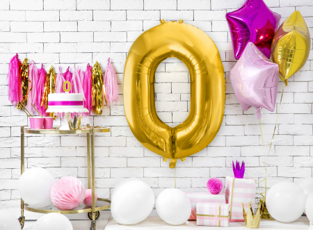 Balon folie Numărul "0", 86 cm, auriu (1 pachet / 1 buc.) [1]