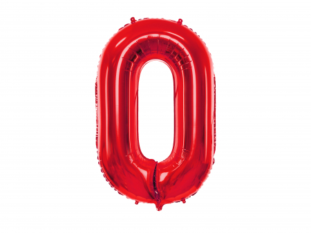 BALOANE - Balon folie Numărul "0", 86 cm, roșu (1 pachet / 1 buc.)