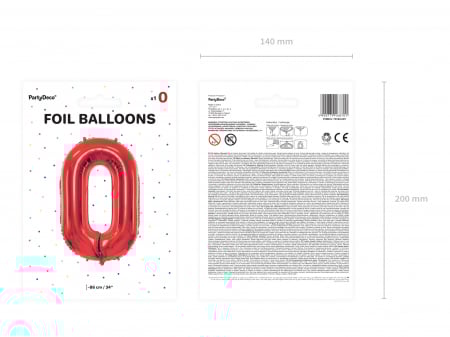 Balon folie Numărul "0", 86 cm, roșu (1 pachet / 1 buc.) [1]