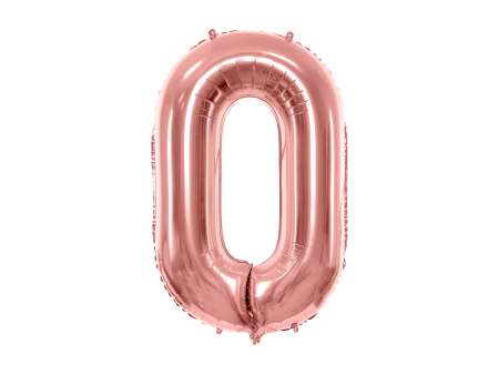BALOANE - Balon folie Numărul "0", 86 cm, roz auriu (1 pachet / 1 buc.)