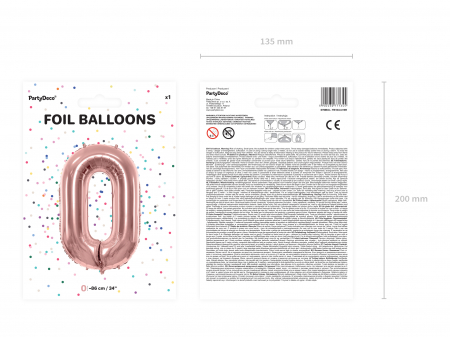 Balon folie Numărul "0", 86 cm, roz auriu (1 pachet / 1 buc.) [2]