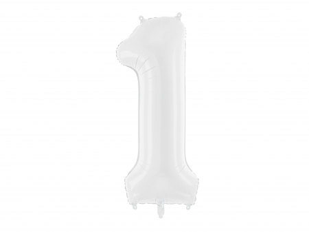 BALOANE - Balon folie Numărul "1", 86 cm, alb (1 pachet / 1 buc.)