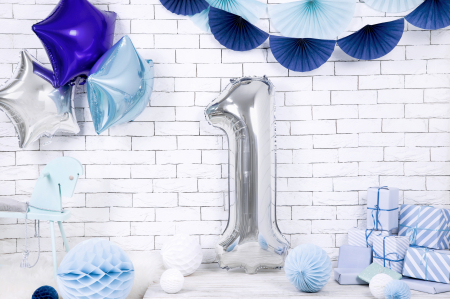 Balon folie Numarul "1", 86 cm, argintiu (1 pachet / 1 buc.) [2]