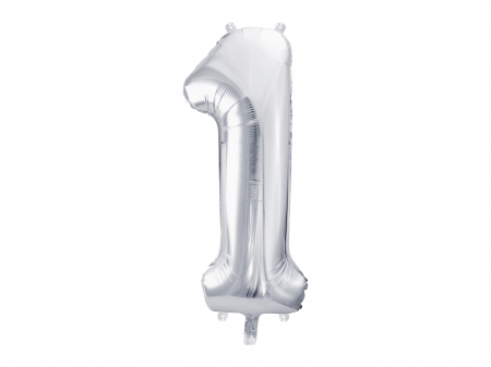 BALOANE - Balon folie Numarul "1", 86 cm, argintiu (1 pachet / 1 buc.)