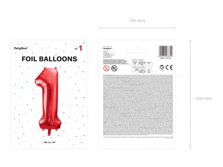 Balon folie Numărul "1", 86 cm, roșu (1 pachet / 1 buc.) [1]
