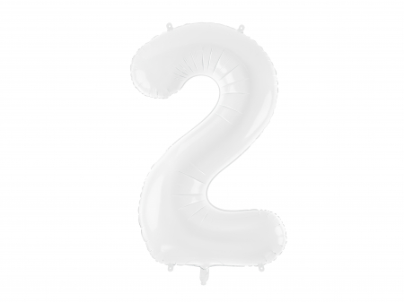BALOANE - Balon folie Numărul "2", 86 cm, alb (1 pachet / 1 buc.)