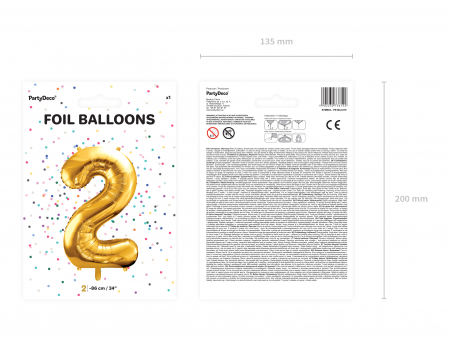 Balon folie Numărul "2", 86 cm, auriu (1 pachet / 1 buc.) [2]