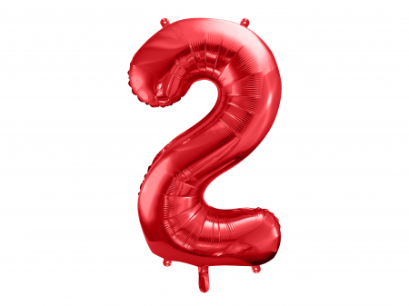 BALOANE - Balon folie Numărul "2", 86 cm, roșu (1 pachet / 1 buc.)